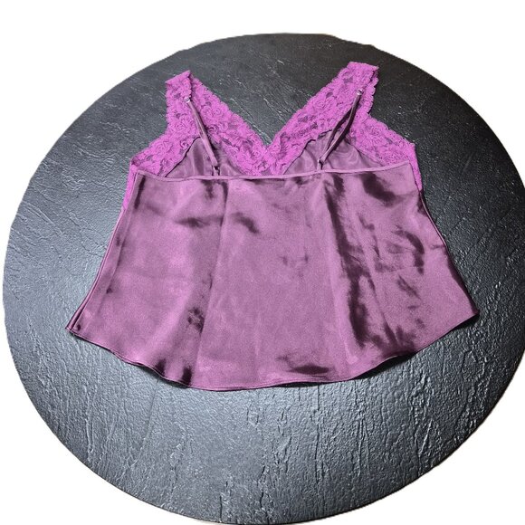 Vintage Y2K Vanity Fair Satin Lace Cami – Purple Slip Top, Size 16 Layering Top - Picture 2 of 3